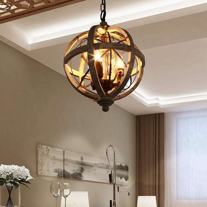 Retro Globe Weathered Chandelier - Vakkerlight