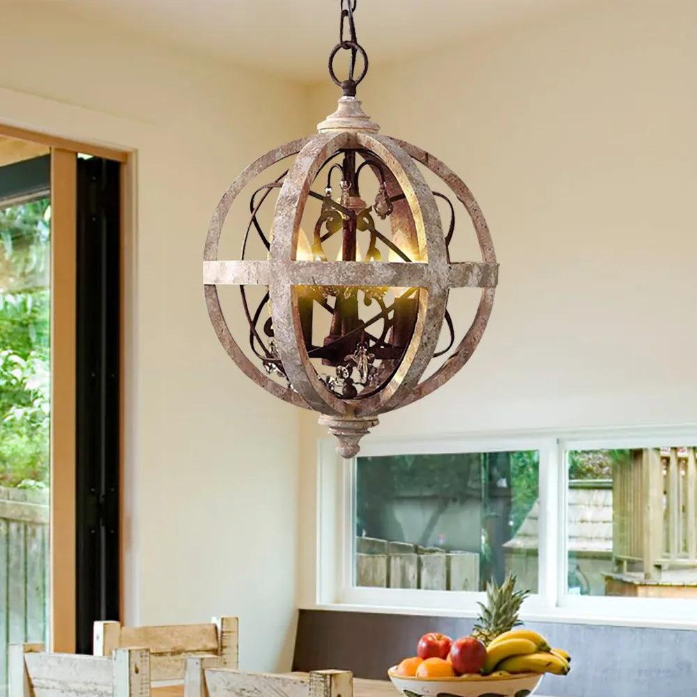 Retro Globe Weathered Chandelier - Vakkerlight