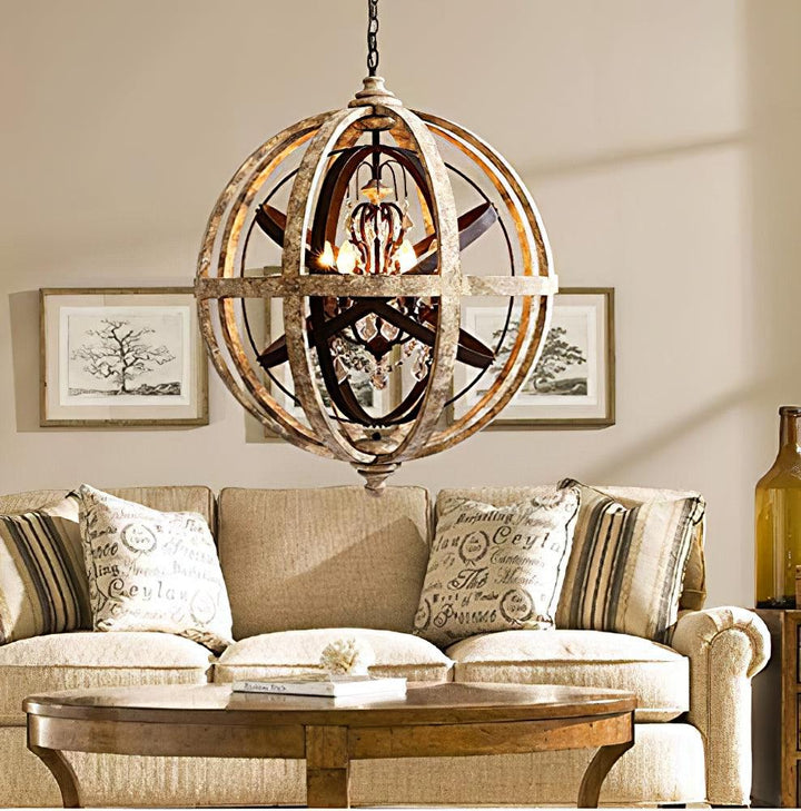 Retro Globe Weathered Chandelier - Vakkerlight