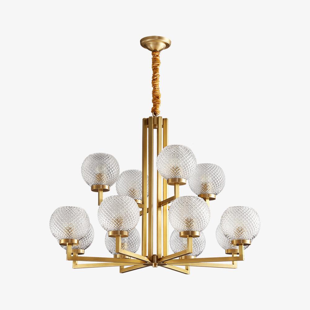 Ribbed Glass Brass Chandelier - Vakkerlight