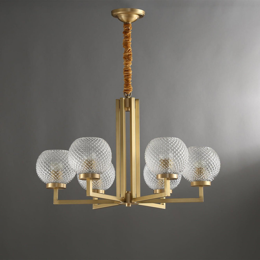 Ribbed Glass Brass Chandelier - Vakkerlight