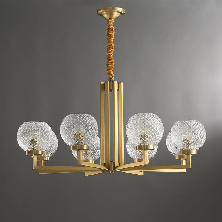 Ribbed Glass Brass Chandelier - Vakkerlight