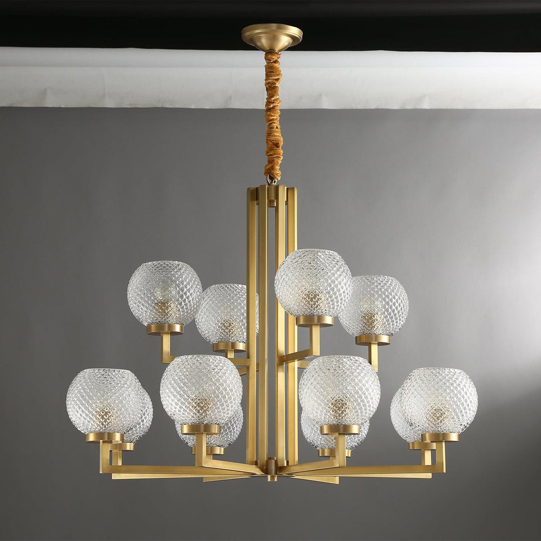 Ribbed Glass Brass Chandelier - Vakkerlight