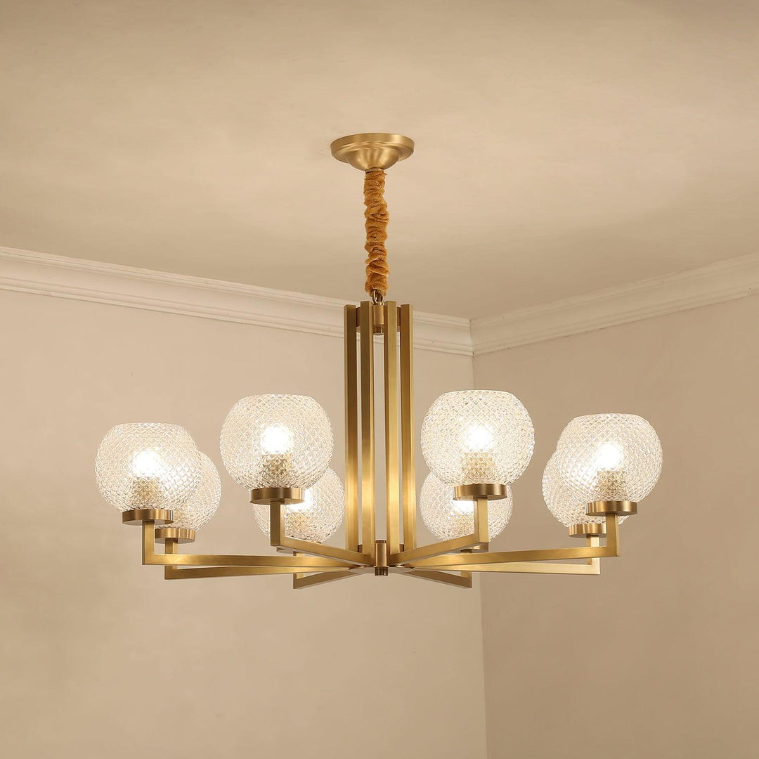 Ribbed Glass Brass Chandelier - Vakkerlight