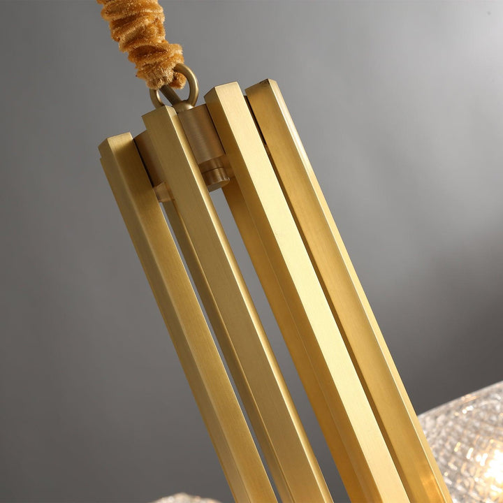 Ribbed Glass Brass Chandelier - Vakkerlight