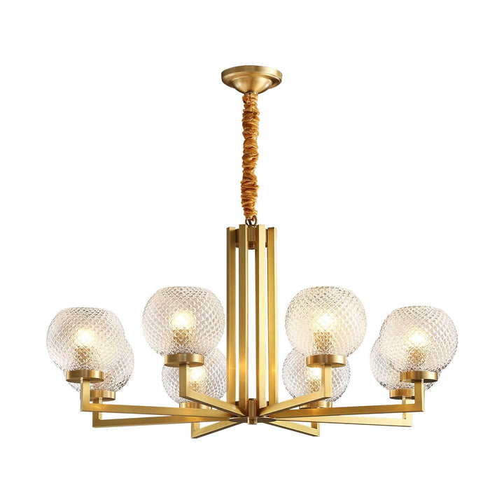 Ribbed Glass Brass Chandelier - Vakkerlight