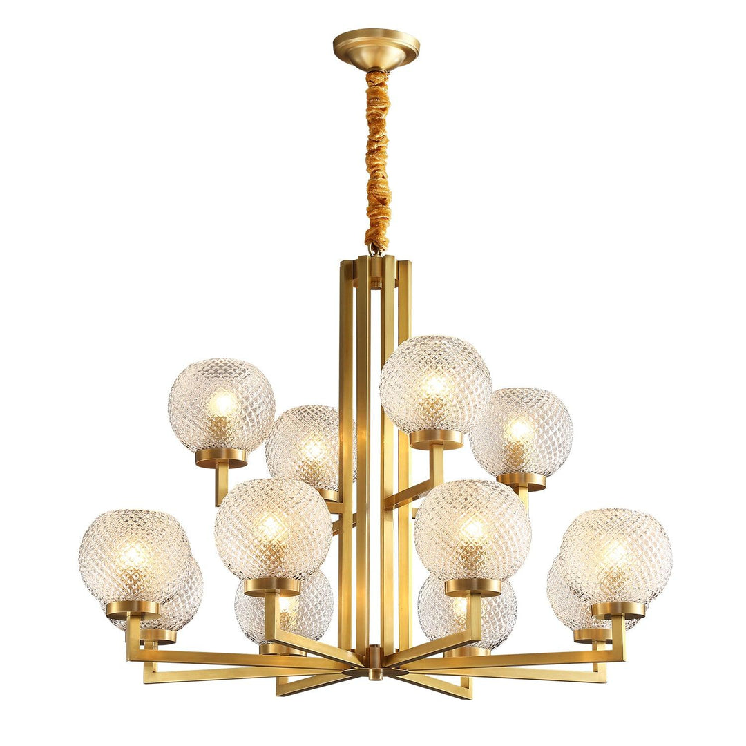 Ribbed Glass Brass Chandelier - Vakkerlight