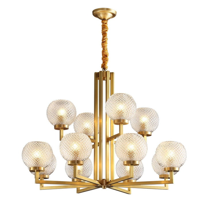 Ribbed Glass Brass Chandelier - Vakkerlight