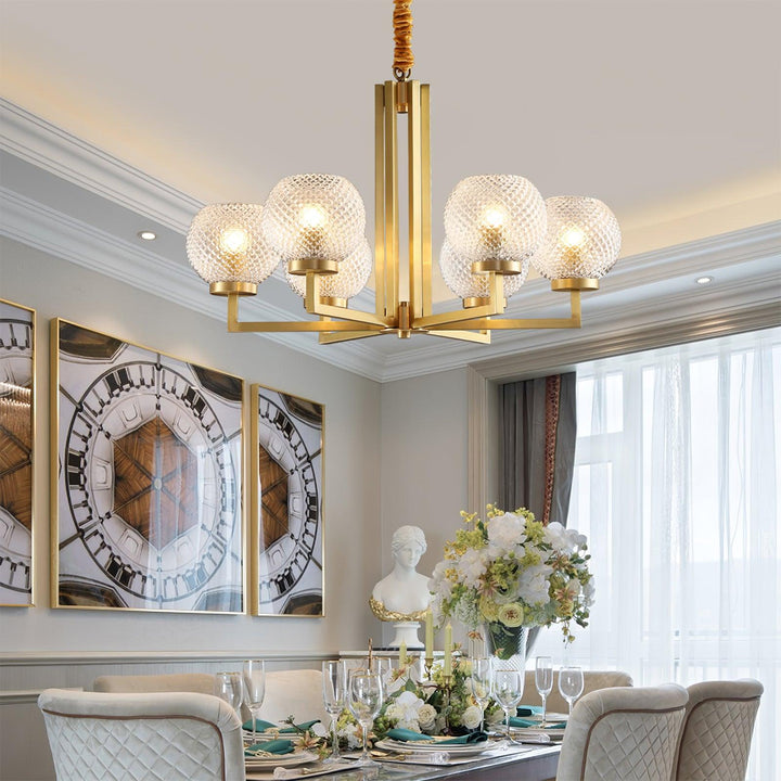 Ribbed Glass Brass Chandelier - Vakkerlight