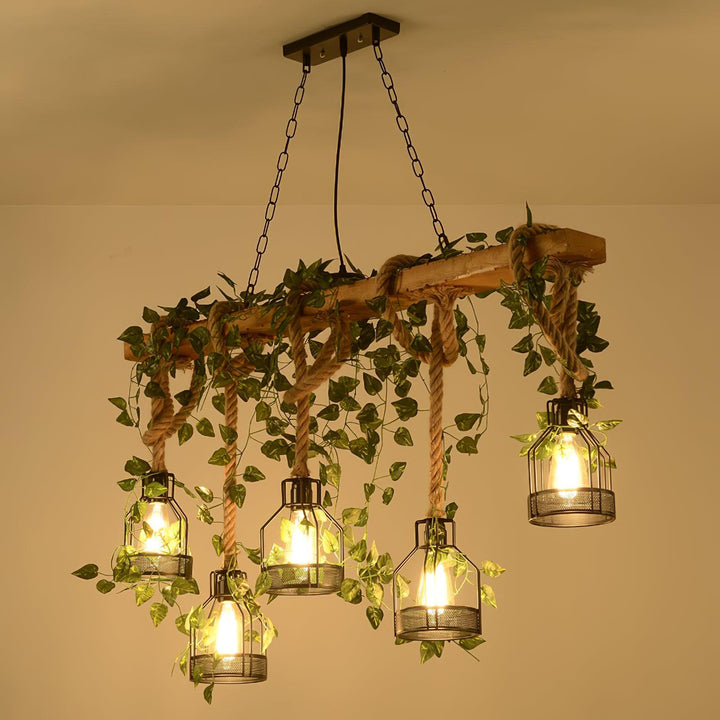 Rustic Wooden Chandelier - Vakkerlight