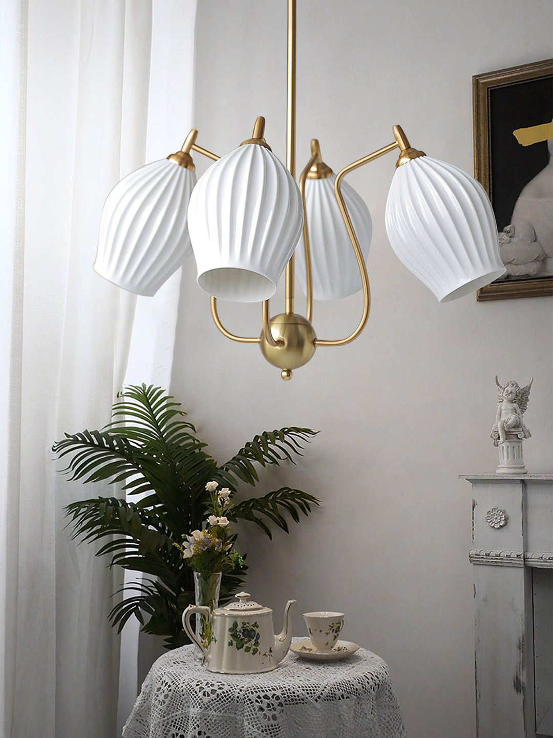 Ceramic Ribbed Chandelier - Vakkerlight