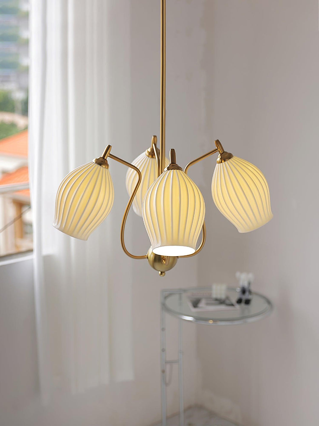 Ceramic Ribbed Chandelier - Vakkerlight