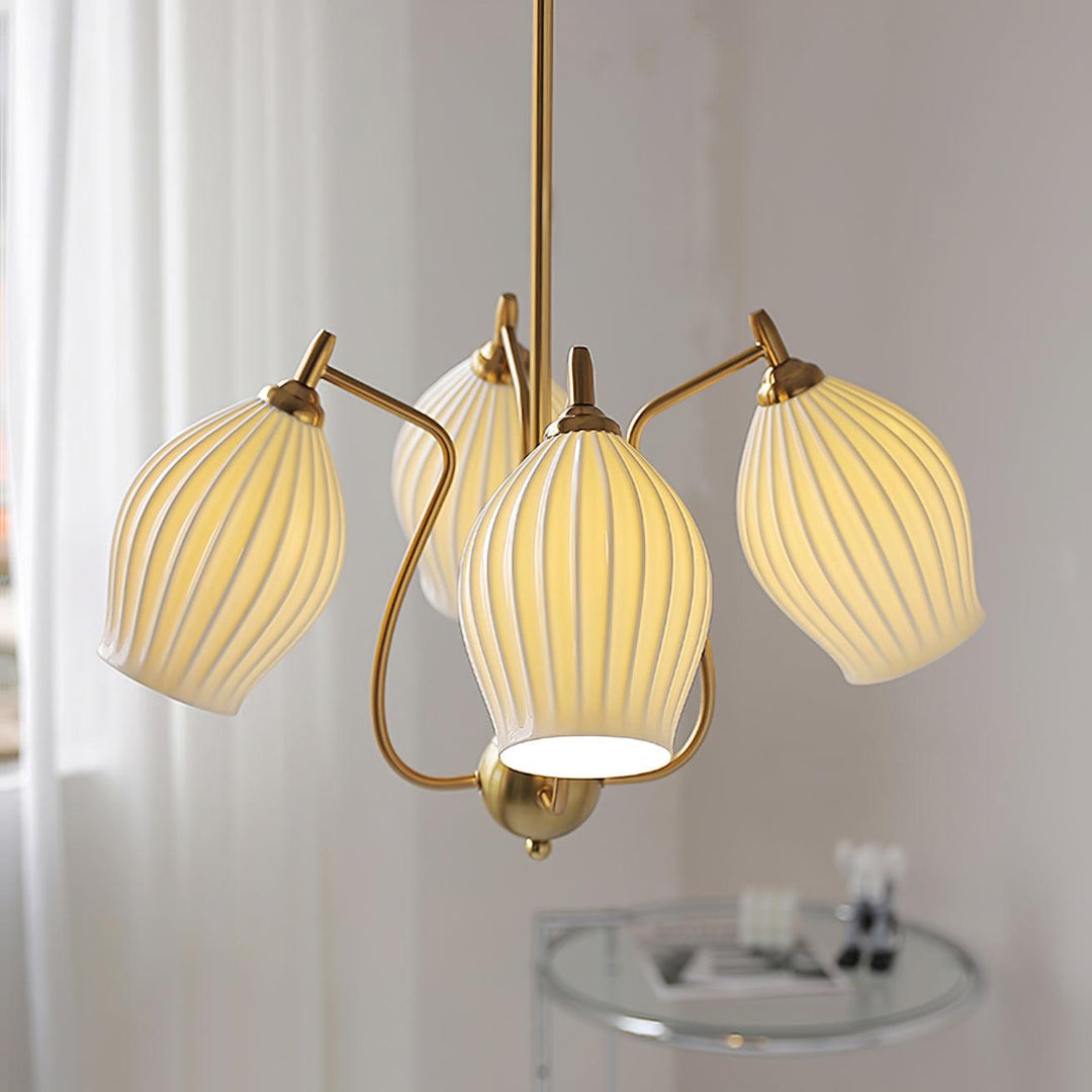 Ceramic Ribbed Chandelier - Vakkerlight