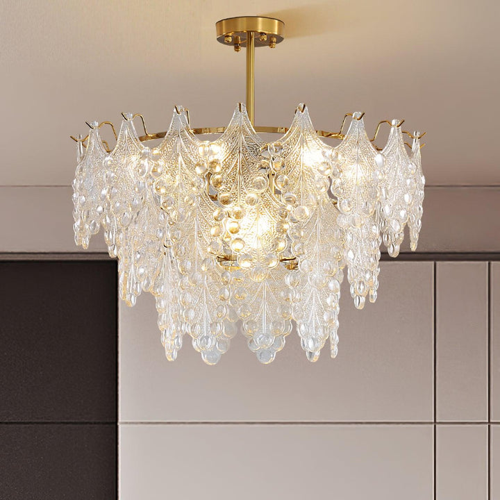 Tiered Carved Glass Chandelier - Vakkerlight