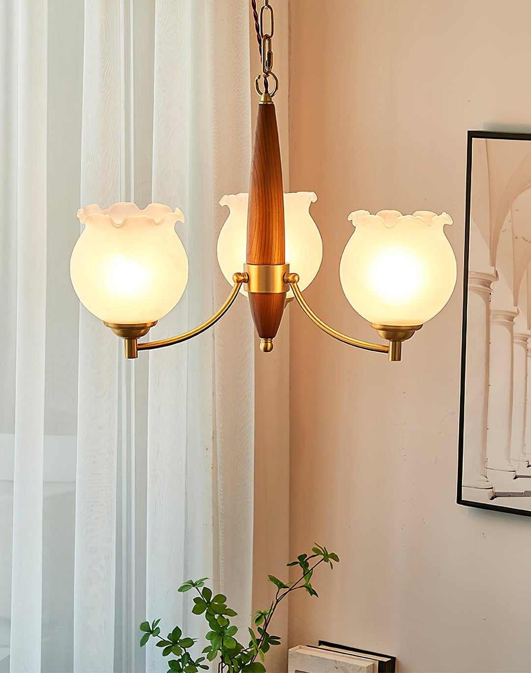 Tulips Glass Wood Chandelier - Vakkerlight