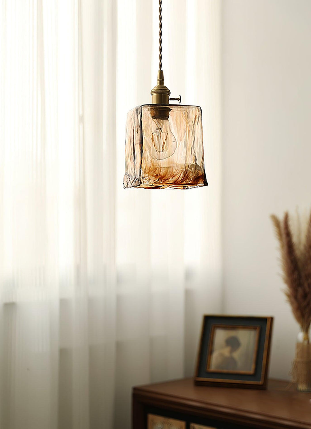 Vintage Brown Glass Pendant Light - Vakkerlight