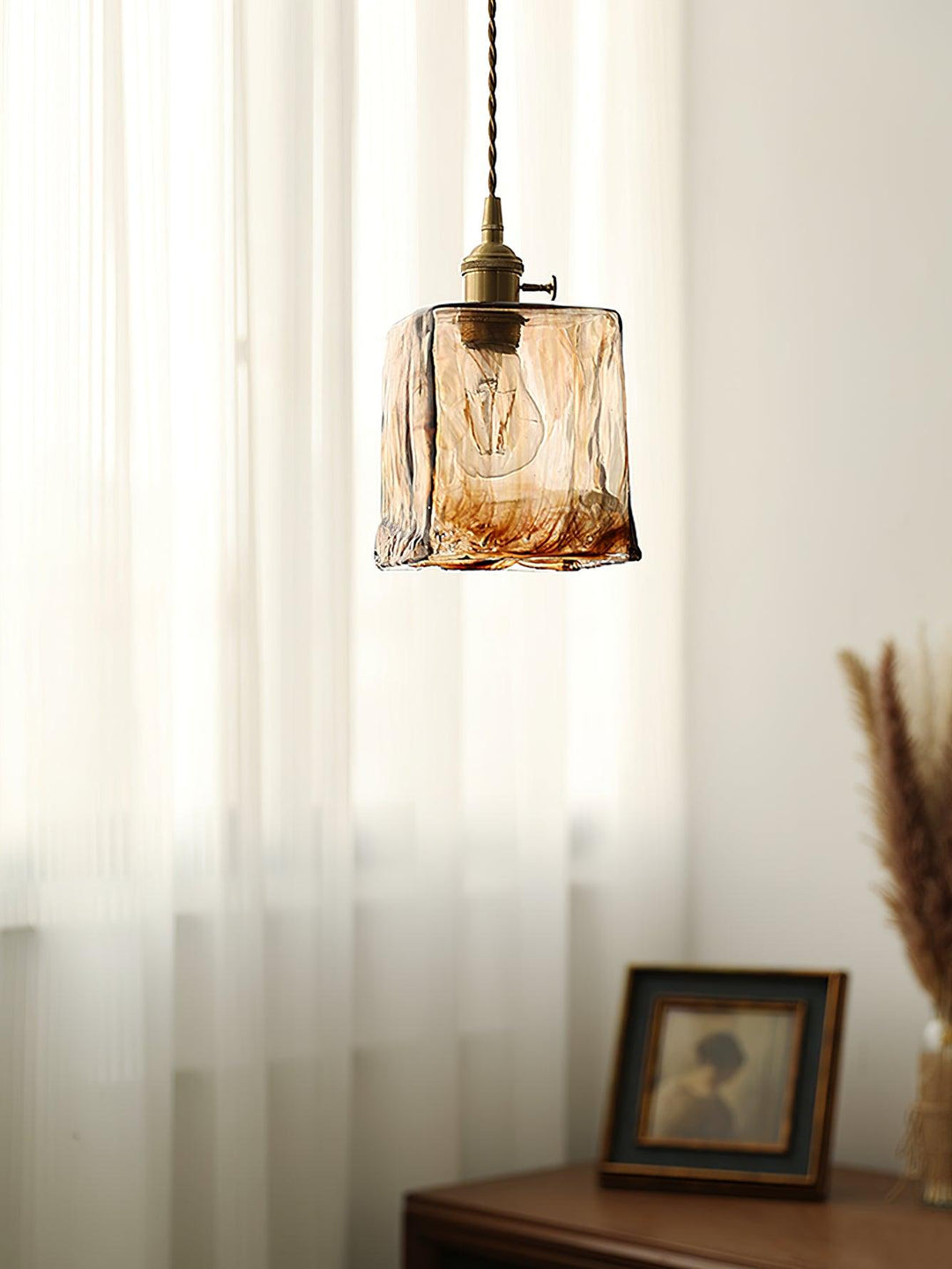 Vintage Brown Glass Pendant Light - Vakkerlight