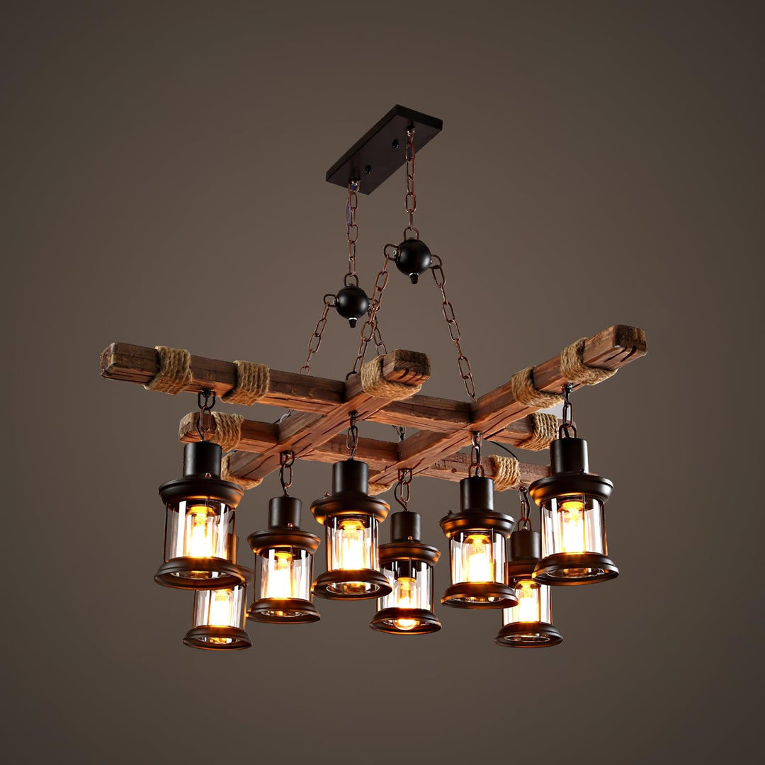 Vintage Wood Glass Chandeliers - Vakkerlight