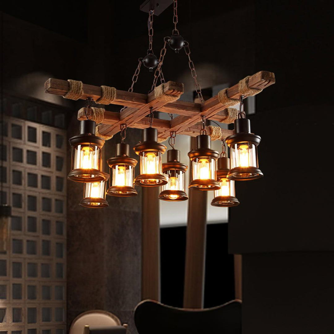 Vintage Wood Glass Chandeliers - Vakkerlight