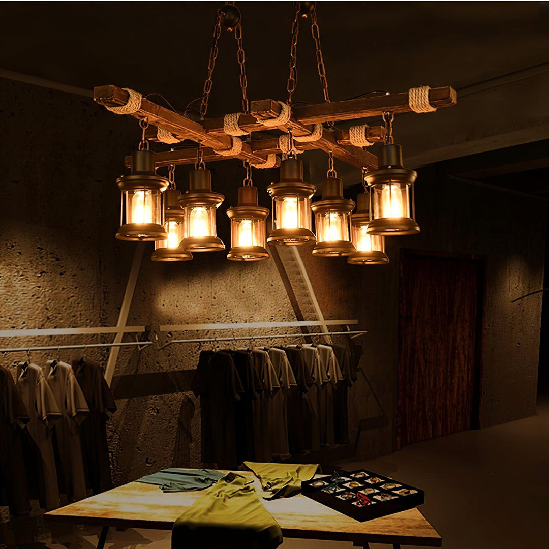 Vintage Wood Glass Chandeliers - Vakkerlight