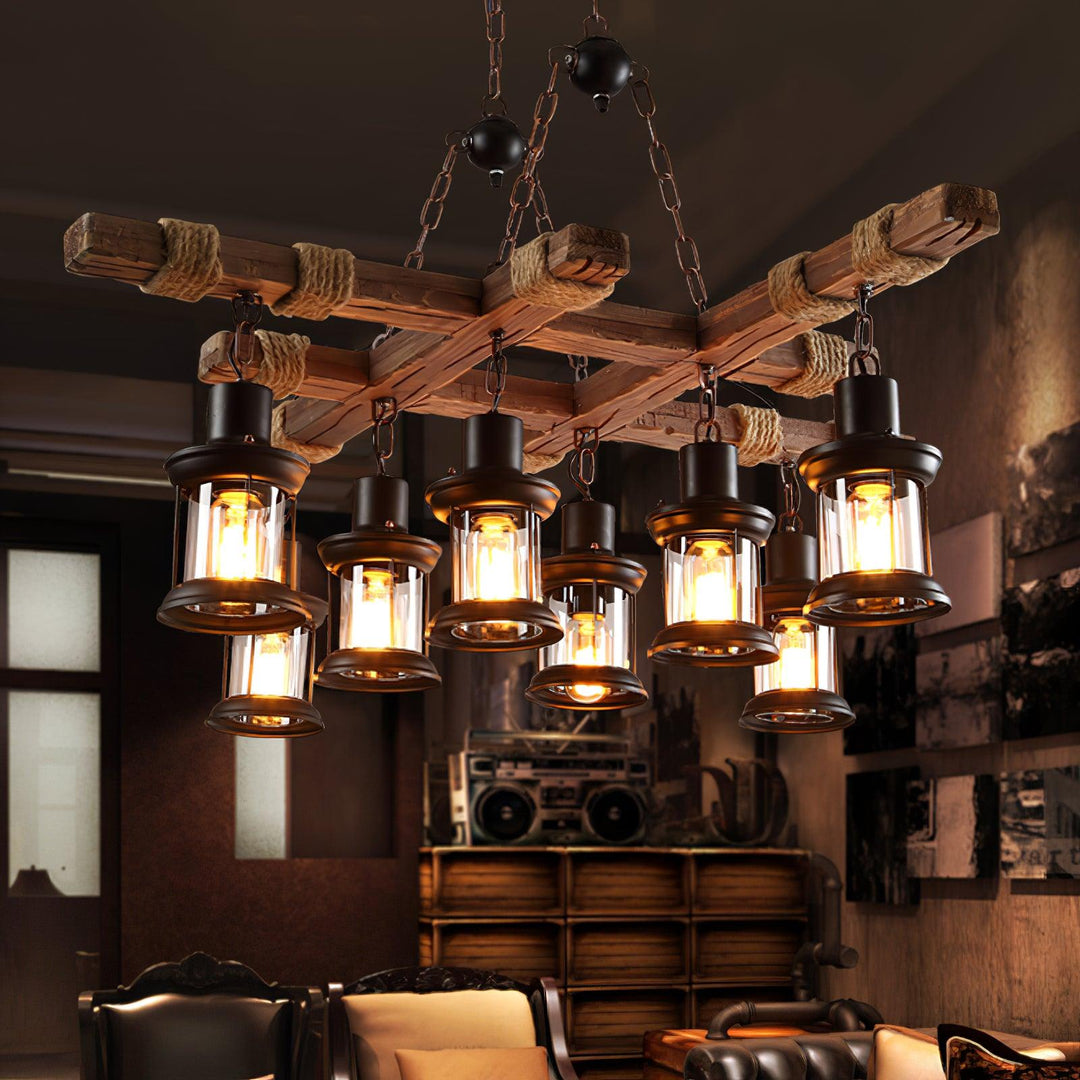 Vintage Wood Glass Chandeliers - Vakkerlight