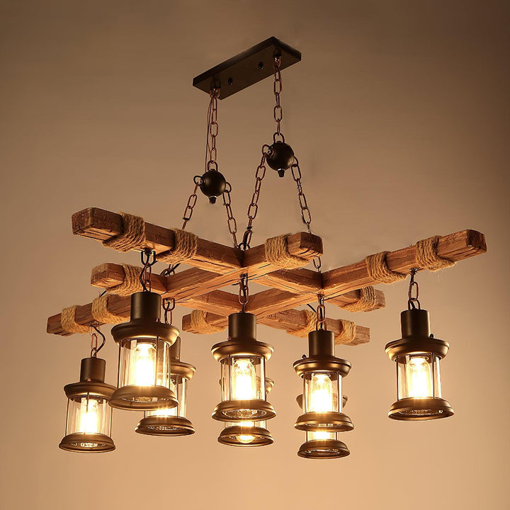 Vintage Wood Glass Chandeliers - Vakkerlight