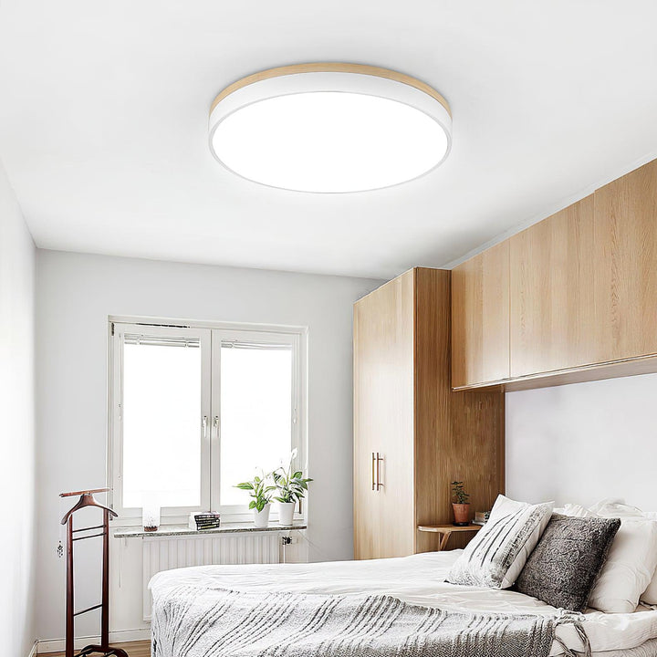 White Round Wooden Ceiling Lamp - Vakkerlight