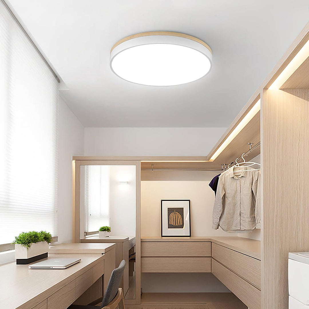 White Round Wooden Ceiling Lamp - Vakkerlight