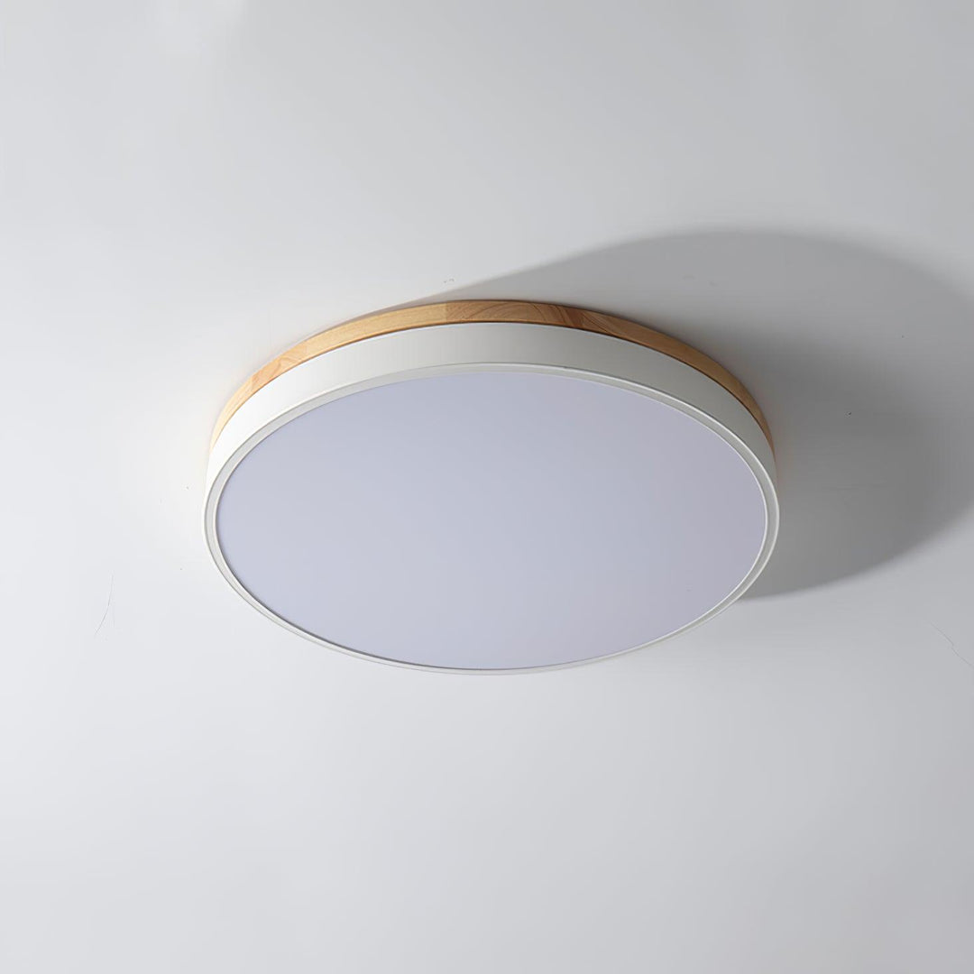 White Round Wooden Ceiling Lamp - Vakkerlight