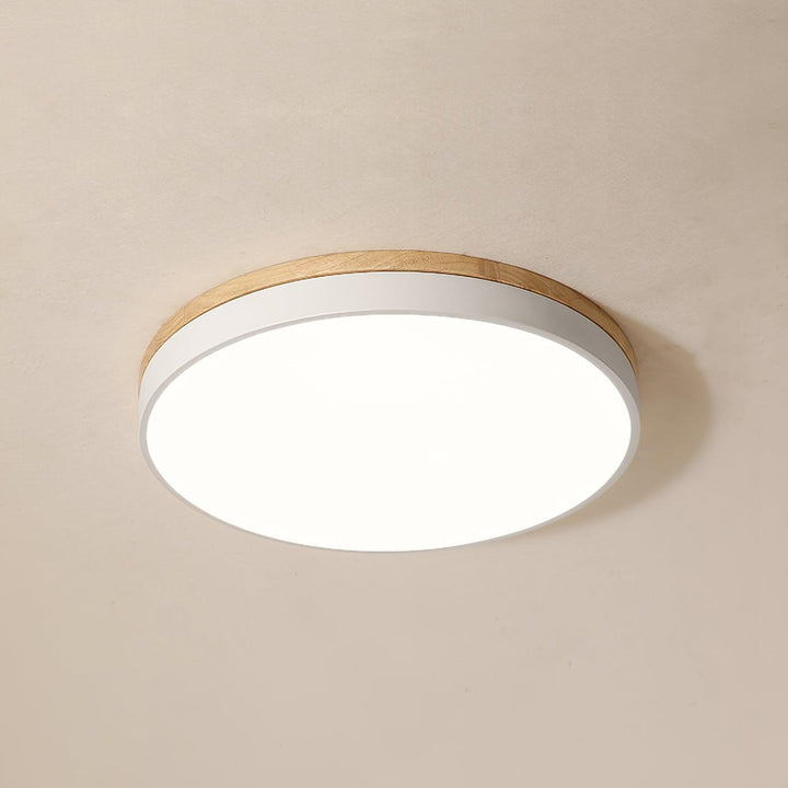 White Round Wooden Ceiling Lamp - Vakkerlight