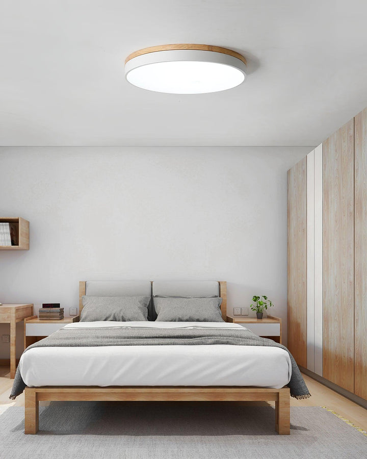 White Round Wooden Ceiling Lamp - Vakkerlight