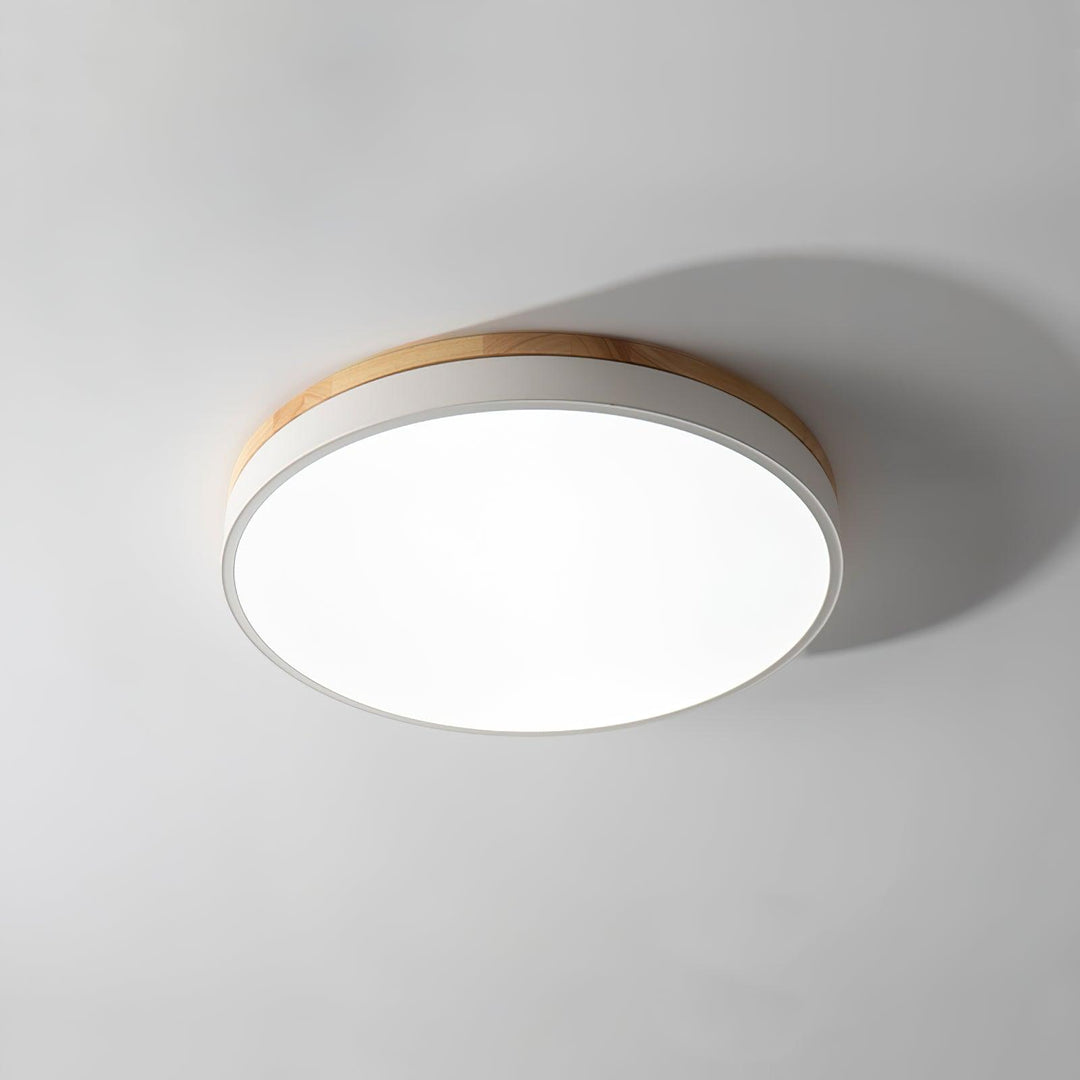 White Round Wooden Ceiling Lamp - Vakkerlight