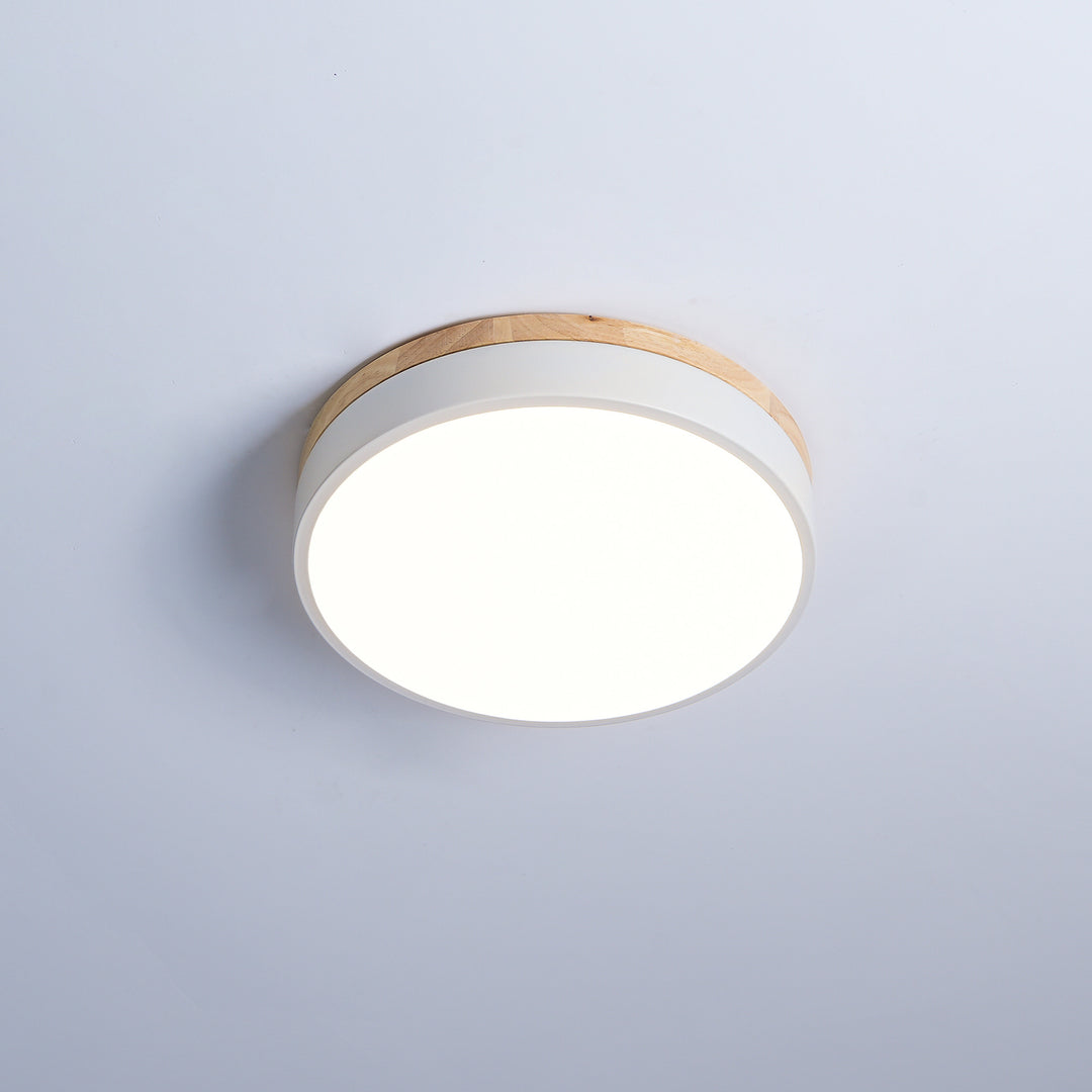 White Round Wooden Ceiling Lamp - Vakkerlight