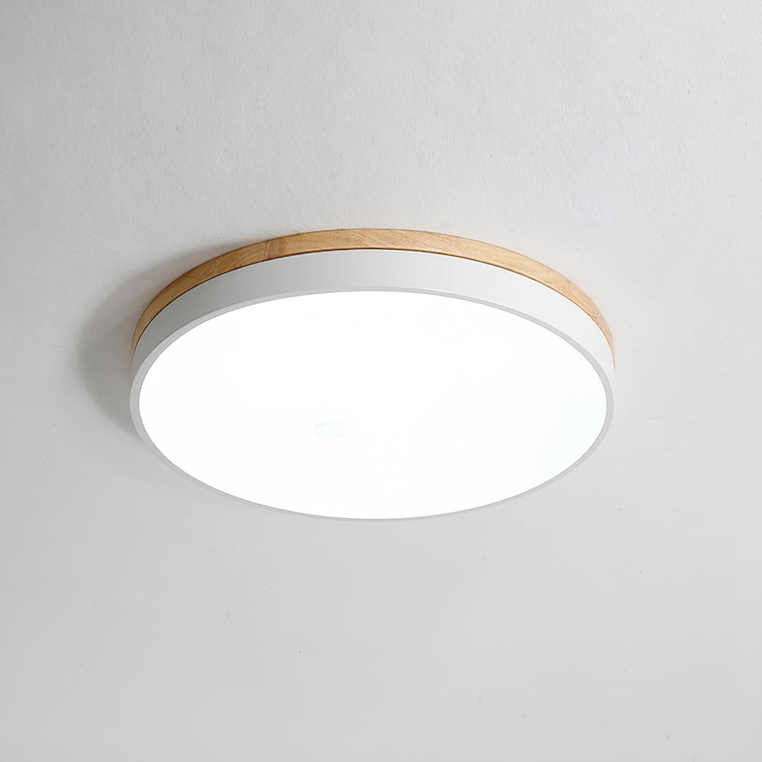 White Round Wooden Ceiling Lamp - Vakkerlight