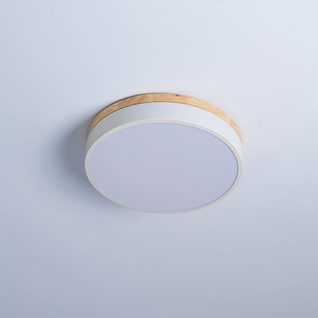 White Round Wooden Ceiling Lamp - Vakkerlight