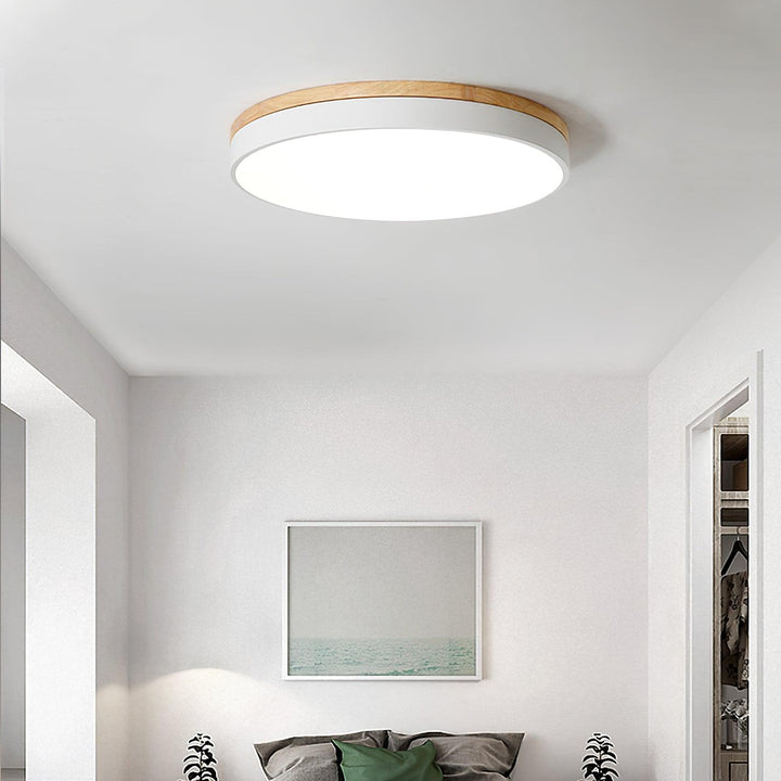 White Round Wooden Ceiling Lamp - Vakkerlight