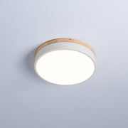 مصباح سقف خشبي دائري أبيض