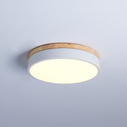 Witte ronde houten plafondlamp