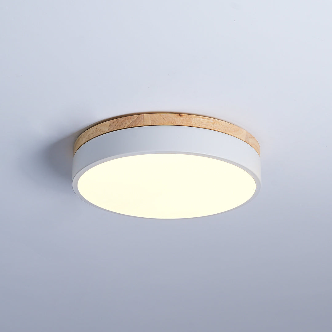 White Round Wooden Ceiling Lamp - Vakkerlight