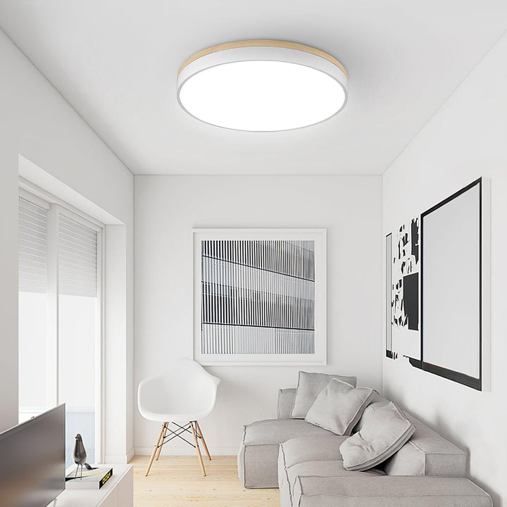 White Round Wooden Ceiling Lamp - Vakkerlight