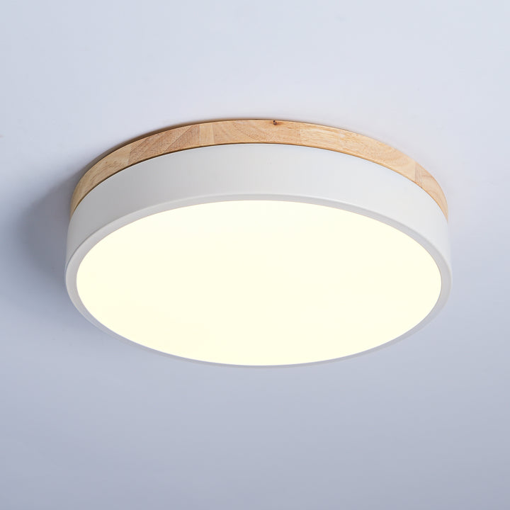 White Round Wooden Ceiling Lamp - Vakkerlight