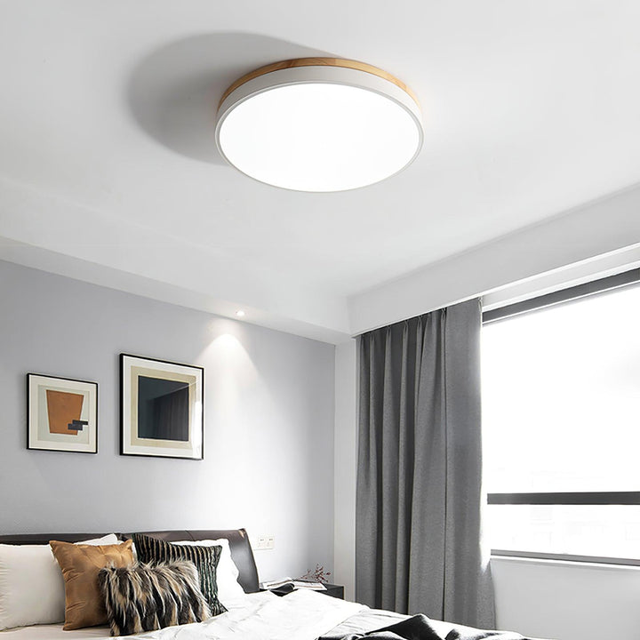 White Round Wooden Ceiling Lamp - Vakkerlight