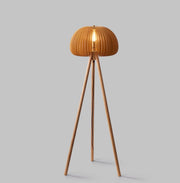 Wooden Pumpkin Floor Lamp