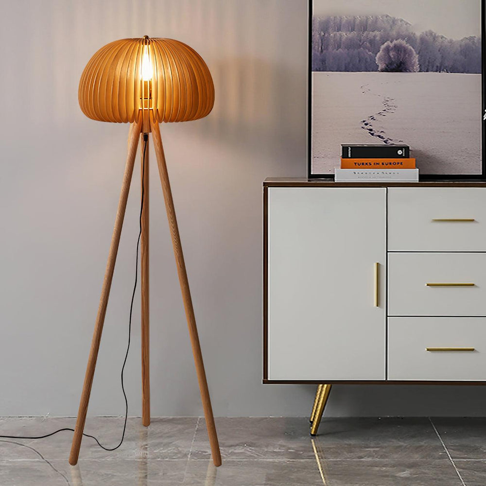 Wooden Pumpkin Floor Lamp - Vakkerlight