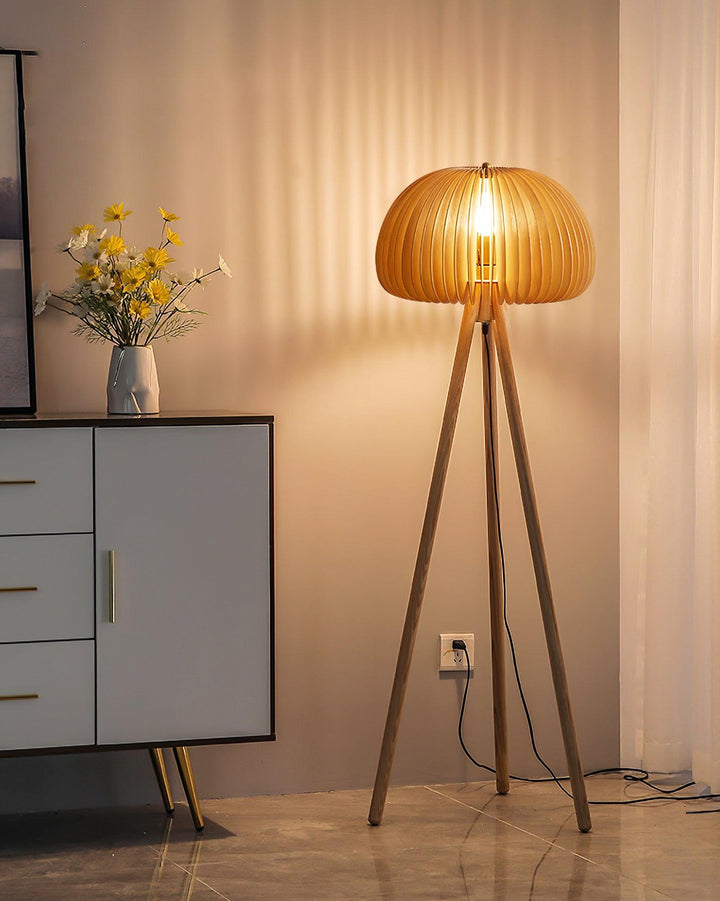 Wooden Pumpkin Floor Lamp - Vakkerlight