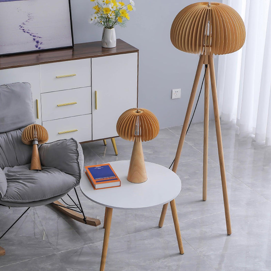 Wooden Pumpkin Floor Lamp - Vakkerlight